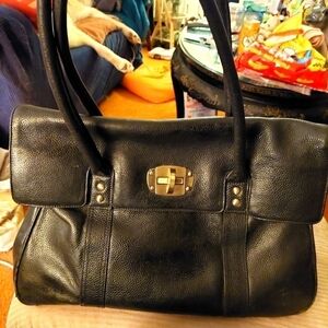 La Diva XL Black Leather Satchel/HandBag